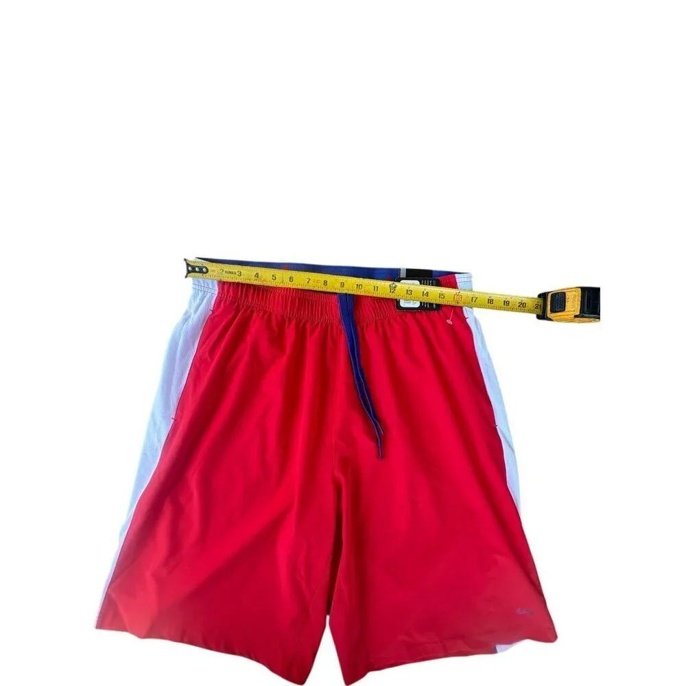 Uipro Mens Athletic Red & White Qwick-Dry Shorts With Blue Drawstring Pockets Si